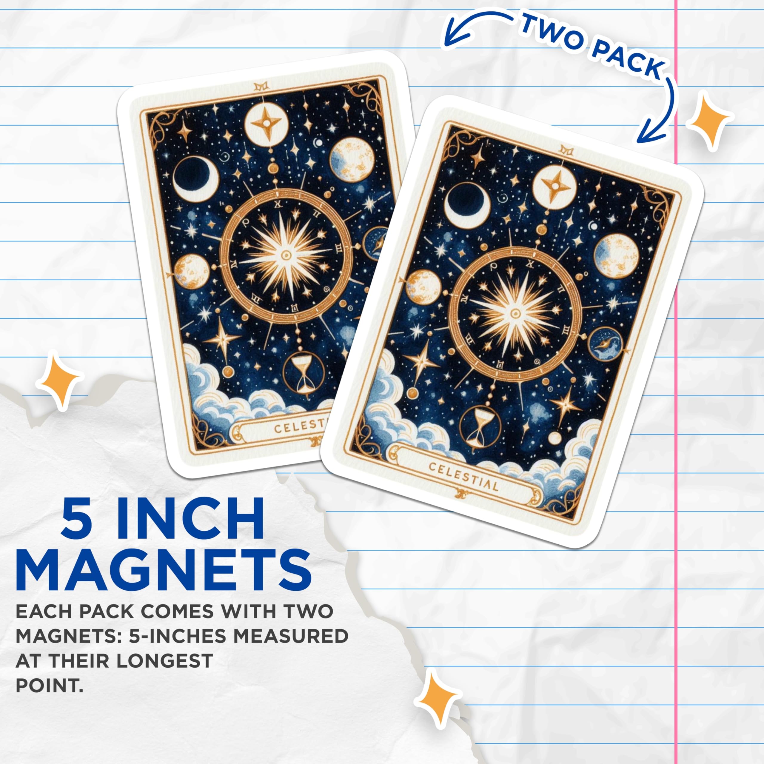 (2 Pack) Celestial Art Magnets - Astrology Space Decor - Celestial Artwork Magnets - 5" On Longest Side - Premium Magnet - for Cars, Refrigerators, Toolboxes, Lockers - Made in USA - MAG15094