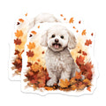 (2 Pack) Cute Fluffy Dog Magnets - Autumn Leaves Decor - Maltese Lover Refrigerator Accessory - 5 Inches On Longest Side - Thick Durable Magnet - Made in USA - MAG28311