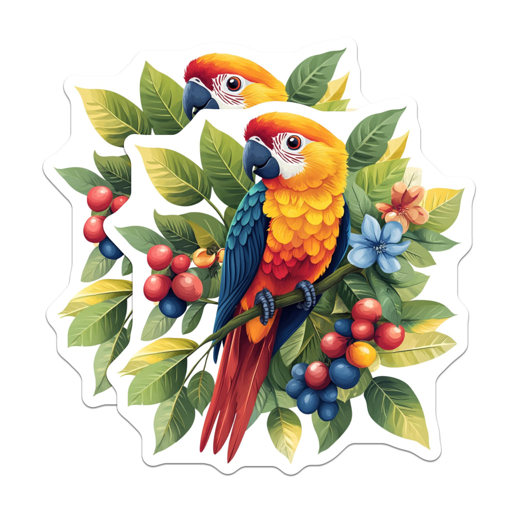 (2 Pack) Tropical Parrot Magnets - Exotic Bird Kitchen Decor - Vibrant Jungle Animal Fridge - 5 Inches On Longest Side - Thick Durable Magnet - Made in USA - MAG25232