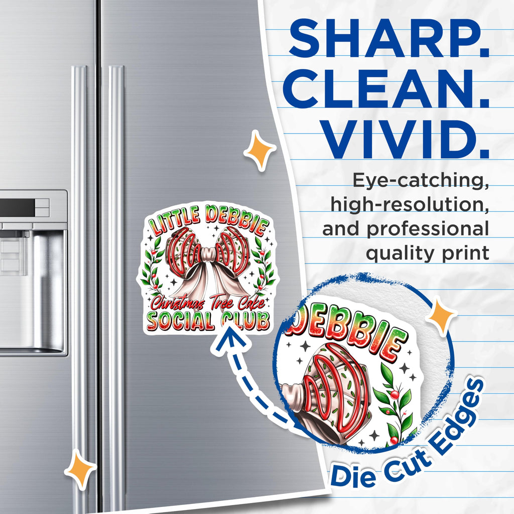 (2 Pack) Little Debbie Christmas Tree Cake Magnets - Holiday Snack Collectibles - Festive Kitchen Decorations - 5 Inches On Longest Side - Thick Durable Magnet - Made in USA - MAG29044
