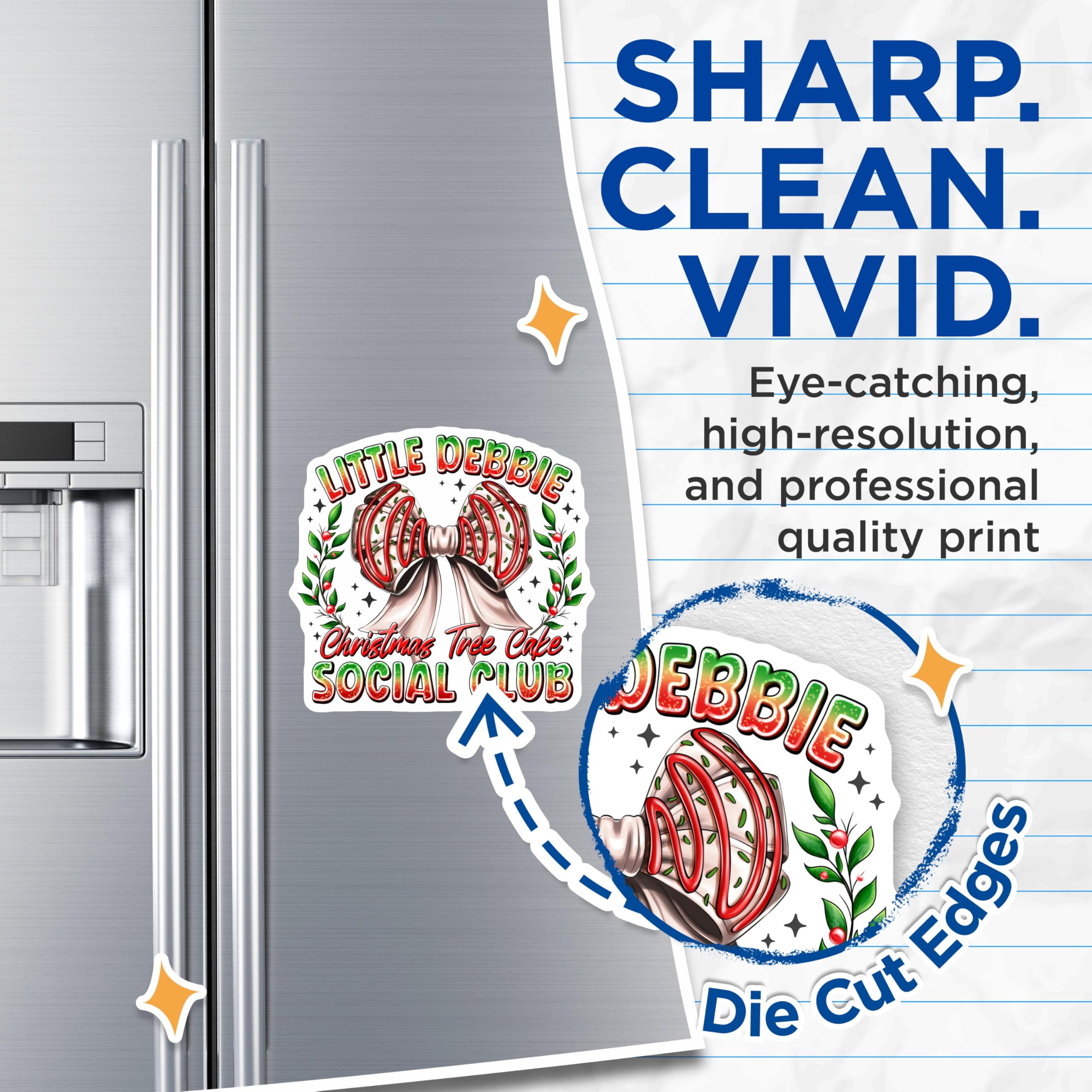 (2 Pack) Little Debbie Christmas Tree Cake Magnets - Holiday Snack Collectibles - Festive Kitchen Decorations - 5 Inches On Longest Side - Thick Durable Magnet - Made in USA - MAG29044