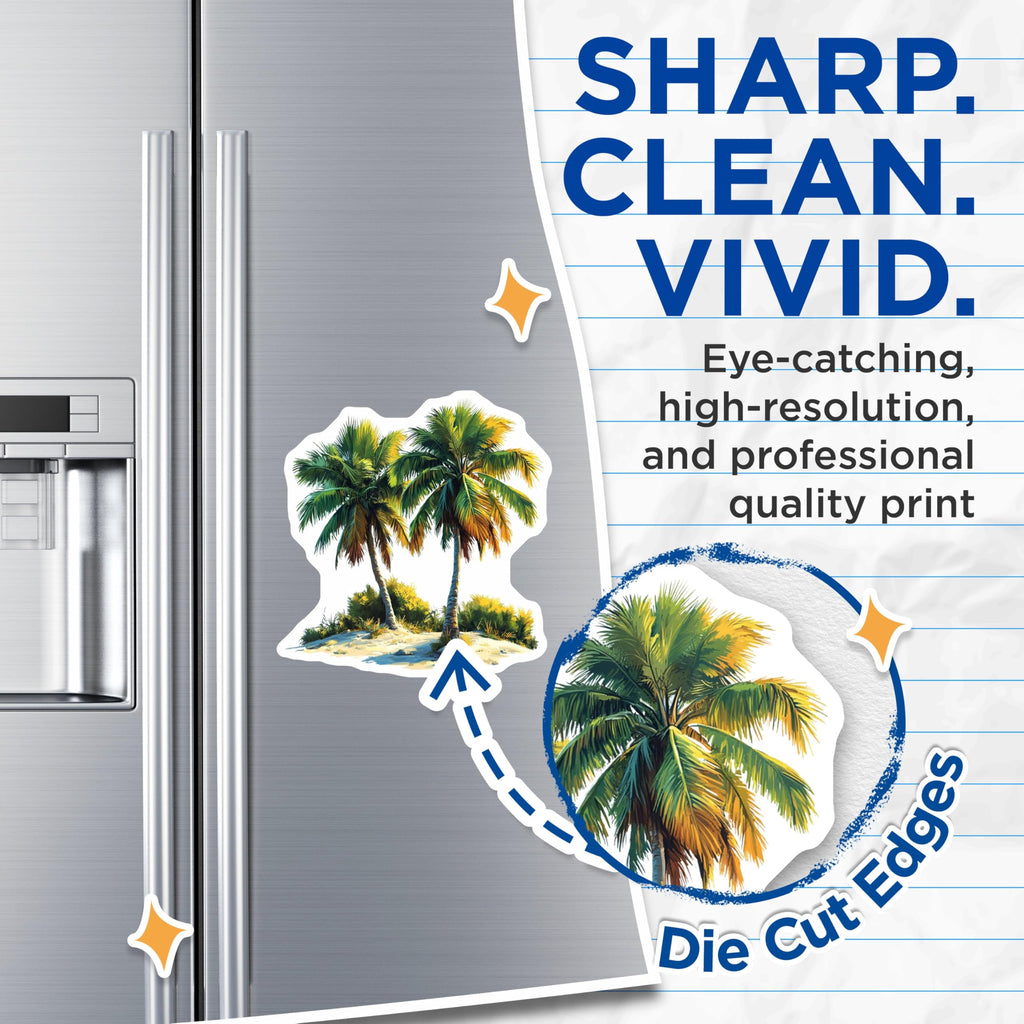 (2 Pack) Palm Tree Magnets - Tropical Beach Decor - Island Life Souvenirs - 5 Inches On Longest Side - Thick Durable Magnet - Made in USA - MAG28704