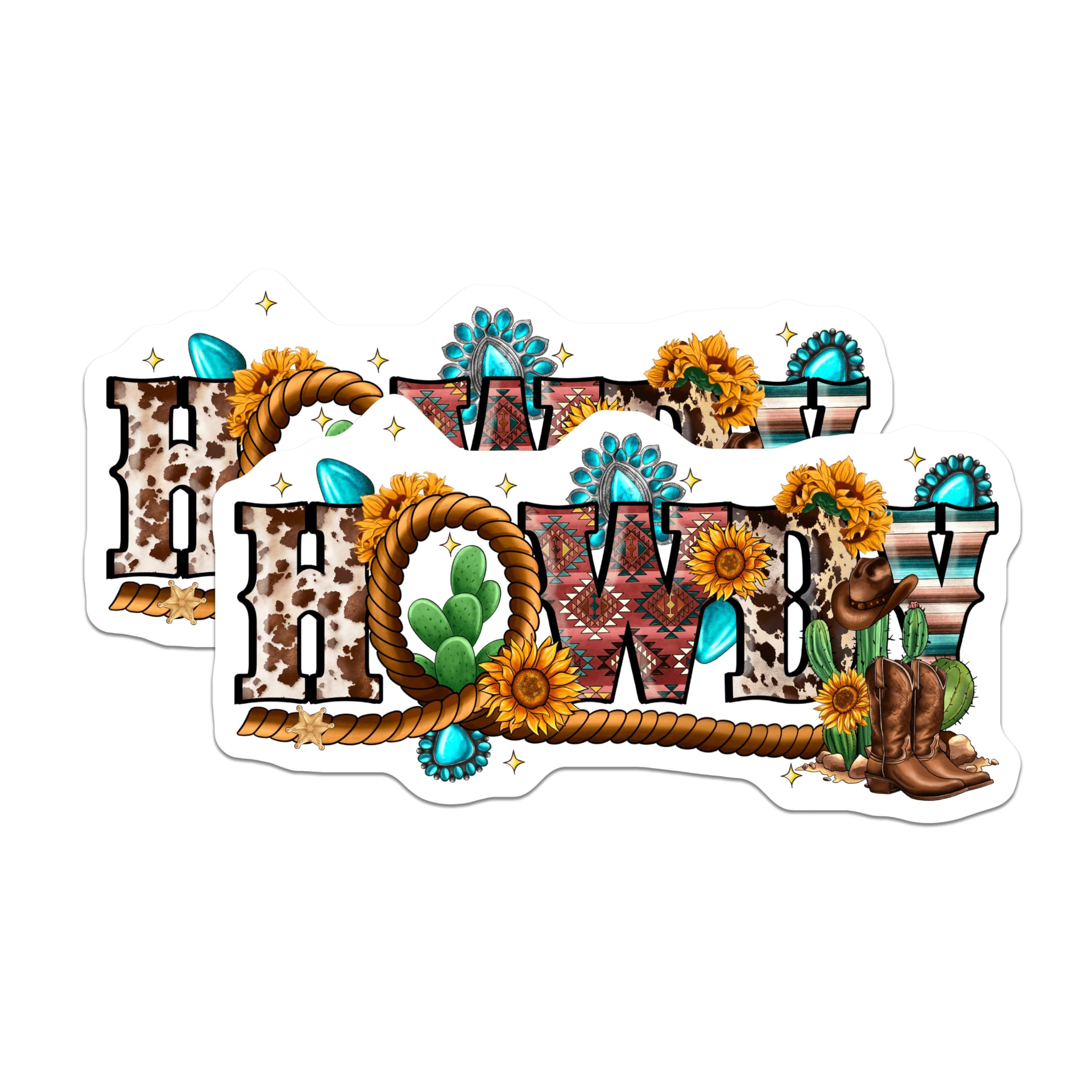 (2 Pack) Howdy Western Magnets - Cowgirl Aesthetic Decor - Southwestern Sunflowers Cactus - 5 Inches On Longest Side - Thick Durable Magnet - Made in USA - MAG25344