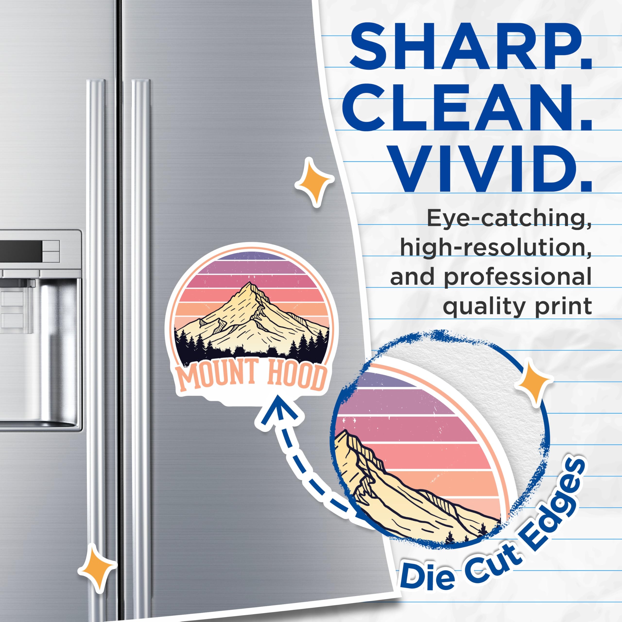 (2 Pack) Mount Hood Magnets - Oregon Adventure Decor - Mountain Scene Refrigerator Magnets - 5" On Longest Side - Premium Magnet - for Cars, Refrigerators, Toolboxes, Lockers - Made in USA - MAG18153