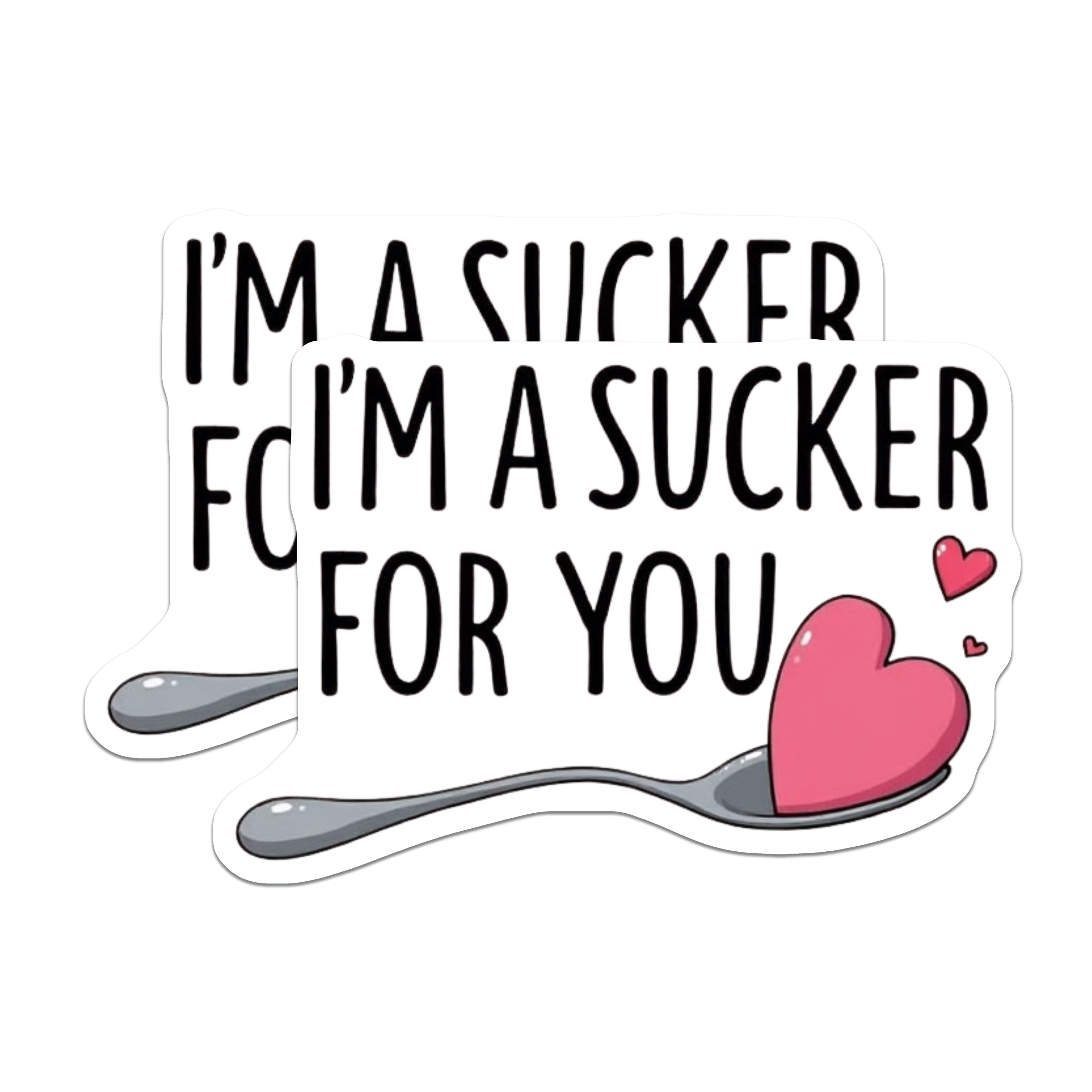 (2 Pack) I'm A Sucker for You Magnets - Sweet Love Message - Cute Heart Spoon - Romantic Fridge Decor - Couples Item - 5 Inches On Longest Side - Thick Durable Magnet - Made in USA - MAG39363