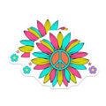 (2 Pack) Peace Sign Flower Stickers - Colorful Hippie Flower - Retro Peace Symbols - 5" On Longest Side - Sticks to Smooth Flat Surfaces - Made in USA - BMCS9111