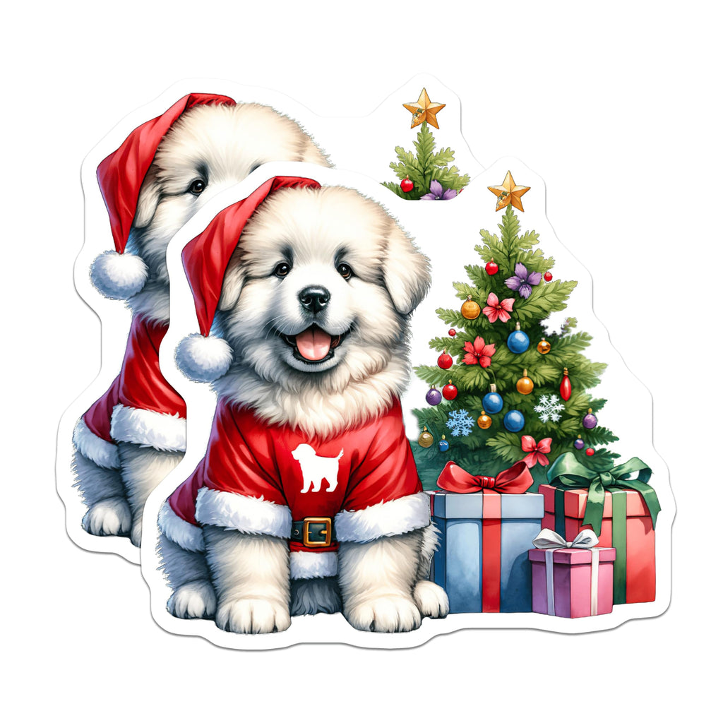 (2 Pack) Christmas Puppy Magnets - Santa Dog Holiday Decor - Pet Lover Festive Fridge - 5 Inches On Longest Side - Thick Durable Magnet - Made in USA - MAG26318