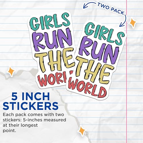 (2 Pack) Girls Empowerment Stickers - Inspirational Quotes - Motivational Decals - 5" On Longest Side - Sticks to Smooth Flat Surfaces - Made in USA - BMCS8338