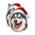 (2 Pack) Siberian Husky Magnets - Festive Christmas Dog Decor - Adorable Santa Hat Pet Head - Holiday Animal Lover Collection - 5 Inches On Longest Side - Thick Durable Magnet - Made in USA - MAG24598