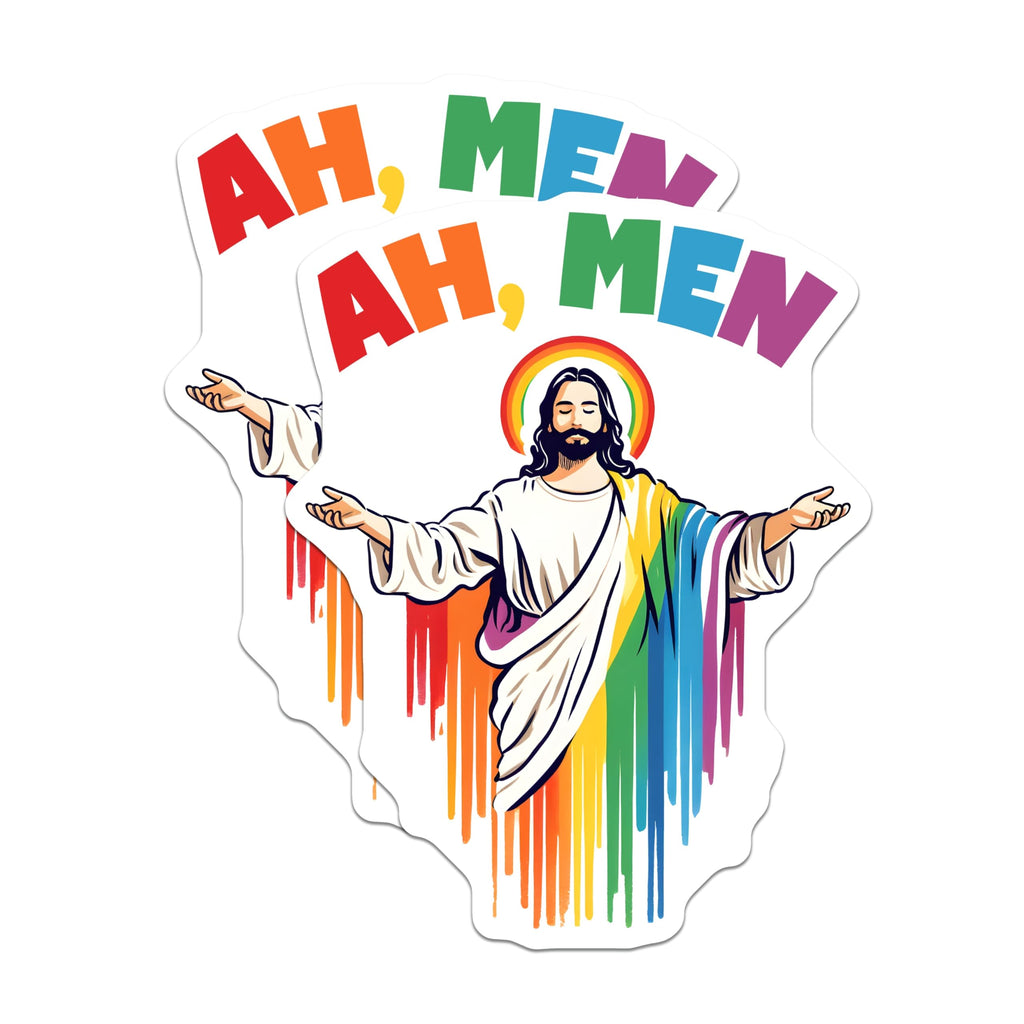 (2 Pack) Rainbow Jesus Magnets - LGBT Pride Decor - Religious Funny Magnet - 5" On Longest Side - Premium Magnet - for Cars, Refrigerators, Toolboxes, Lockers - Made in USA - MAG17086