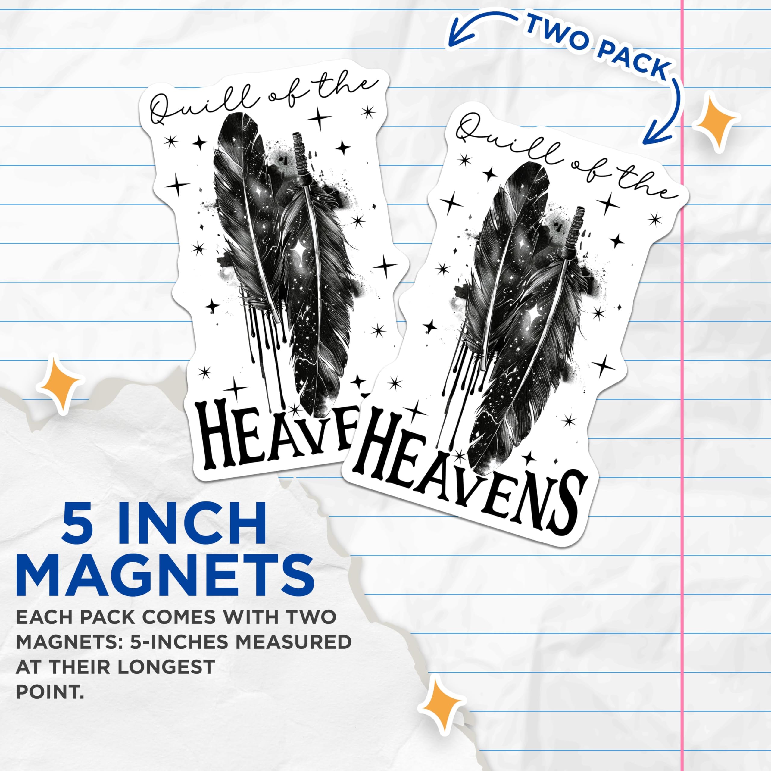 (2 Pack) Quill of The Heavens Magnets - Decorative Feather Magnets - Cosmic Feather Magnets - 5" On Longest Side - for Cars, Refrigerators, Toolboxes, Lockers - Made in USA MAG3548