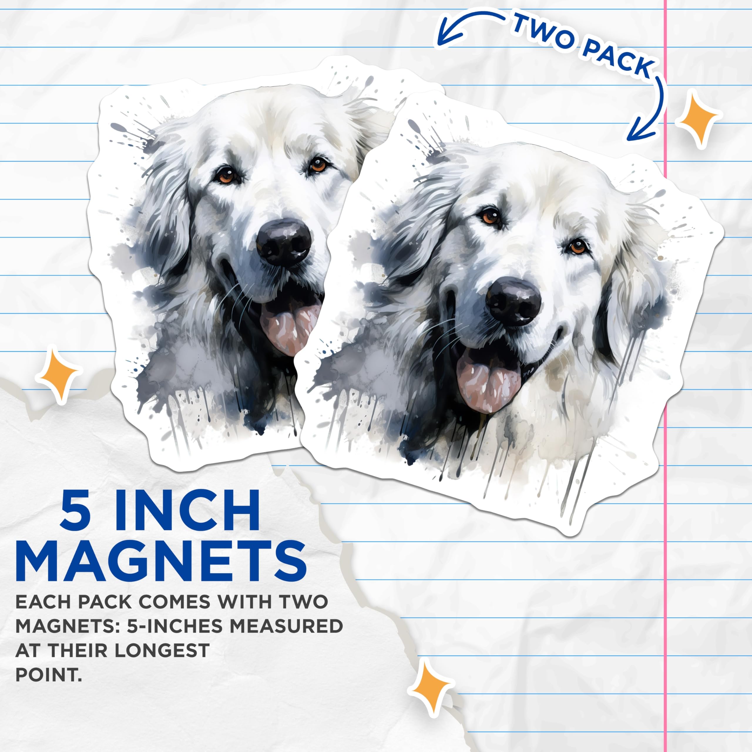 (2 Pack) Golden Retriever Watercolor Magnets - Dog Lover Fridge Decor - Pet Parent Kitchen Art - 5 Inches On Longest Side - Thick Durable Magnet - Made in USA - MAG28201