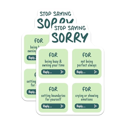 (2 Pack) Stop Saying Sorry Magnets - Motivational Quote - Inspirational Reminder - Positive Affirmation - 5" On Longest Side - for Cars, Fridges, Toolboxes - Made in USA - MAG8333