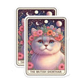(2 Pack) Cute Cat Stickers - Floral Crown Kitten Stickers - British Shorthair Cat Stickers - 5" On Longest Side - Sticks to Smooth Flat Surfaces - Made in USA - BMCS4790