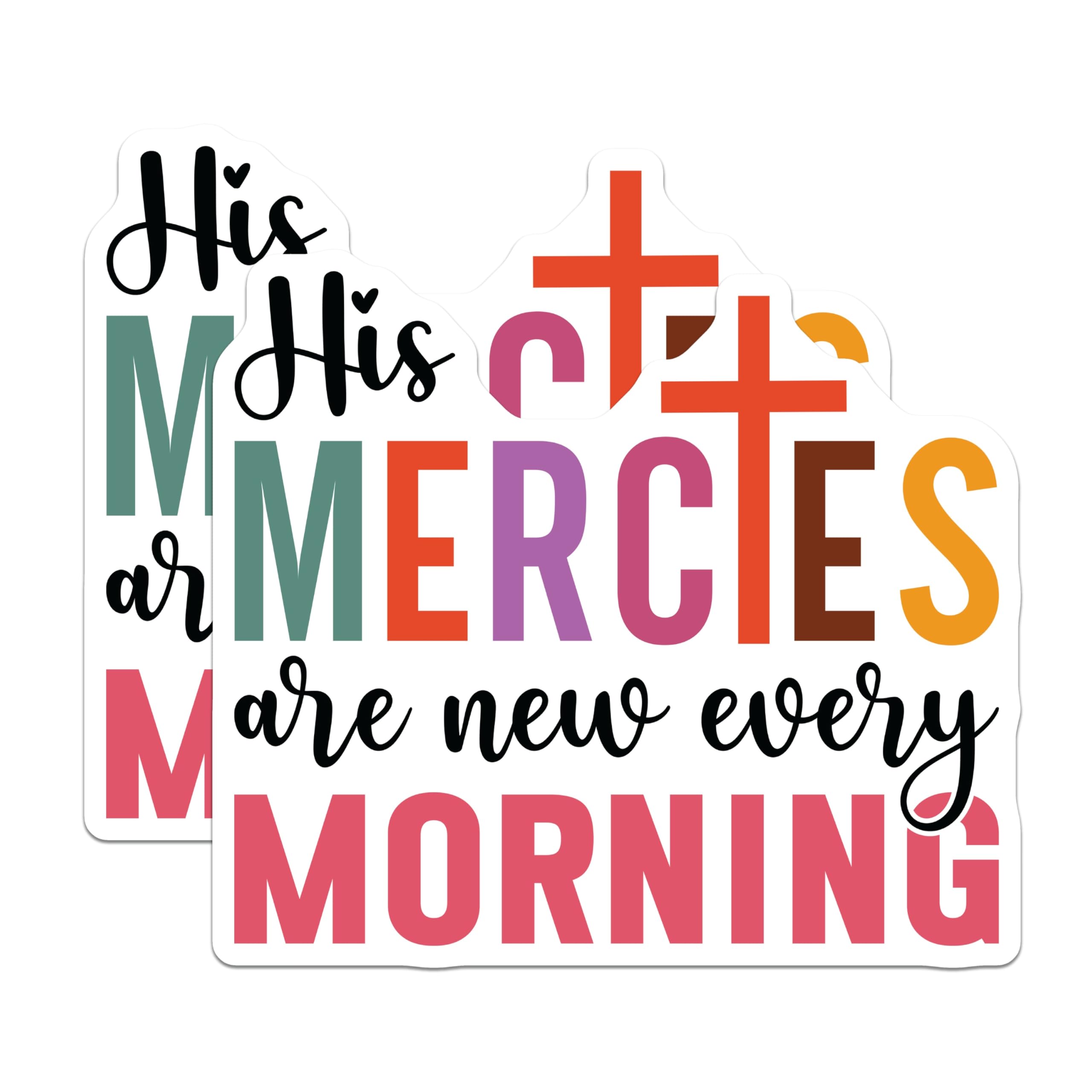 (2 Pack) His Mercies are New Every Morning Magnets - Christian Faith Decor - Inspirational Bible Quote - 5 Inches On Longest Side - Thick Durable Magnet - Made in USA - MAG25254