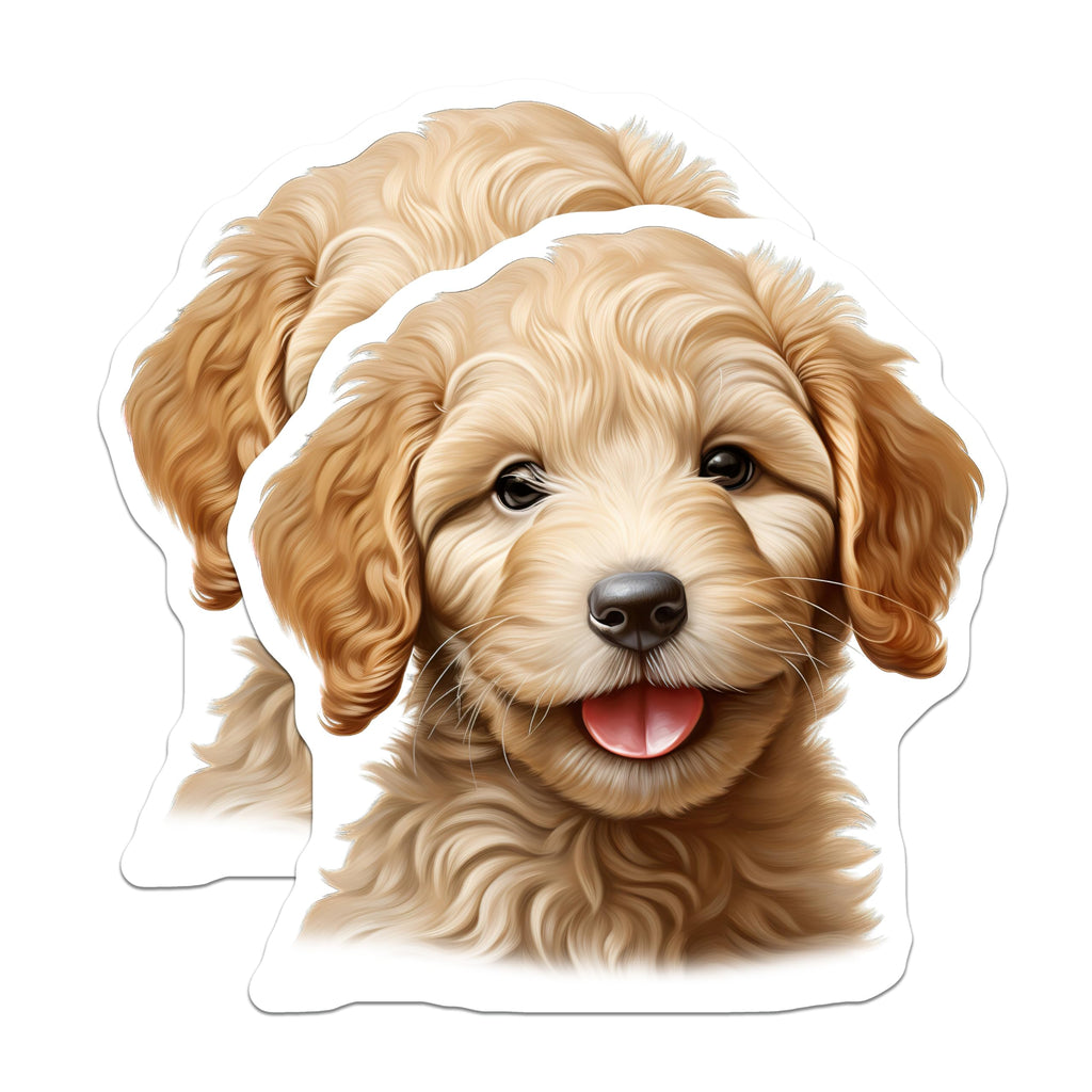 (2 Pack) Golden Doodle Puppy Magnets - Cute Dog Lover Refrigerator Decor - Pet Owner Present for Dog Mom - 5 Inches On Longest Side - Thick Durable Magnet - Made in USA - MAG28940