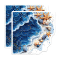 (2 Pack) Ocean Wave Magnets - Starfish Seashell Beach Decor - Coastal Home Fridge Art - 5 Inches On Longest Side - Thick Durable Magnet - Made in USA - MAG28219