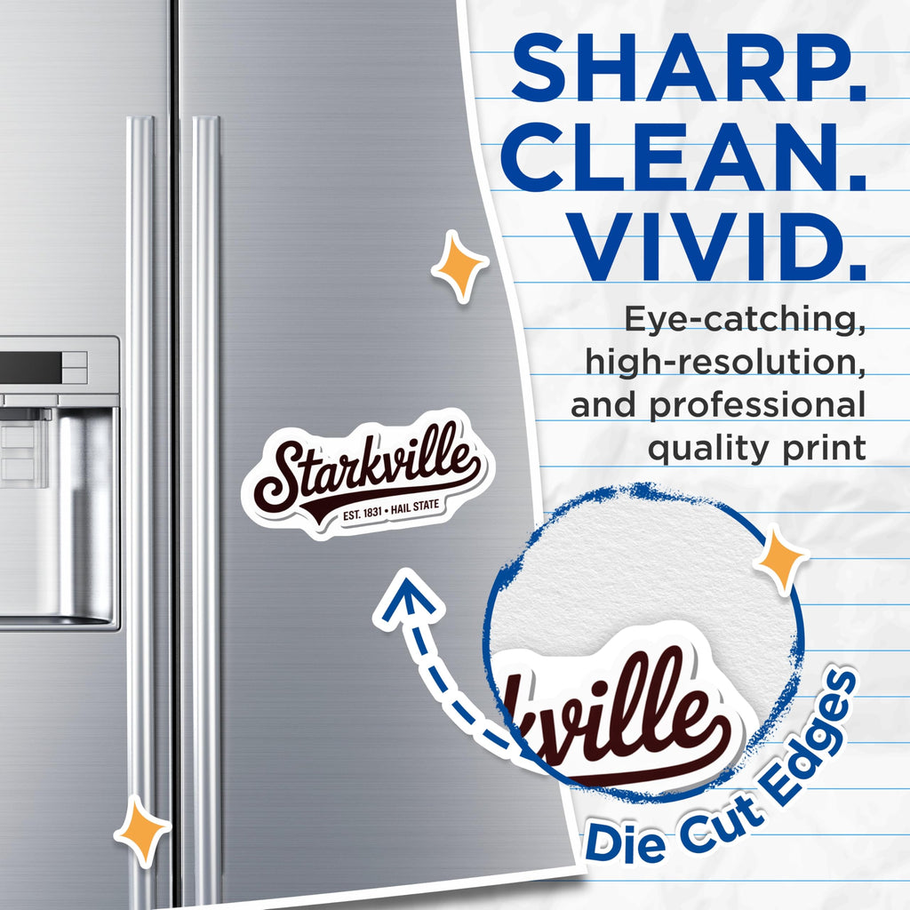 (2 Pack) Starkville Magnets - Hail State - Mississippi State University Bulldogs - 5" On Longest Side - Premium Magnet - for Cars, Refrigerators, Toolboxes, Lockers - Made in USA - MAG18121
