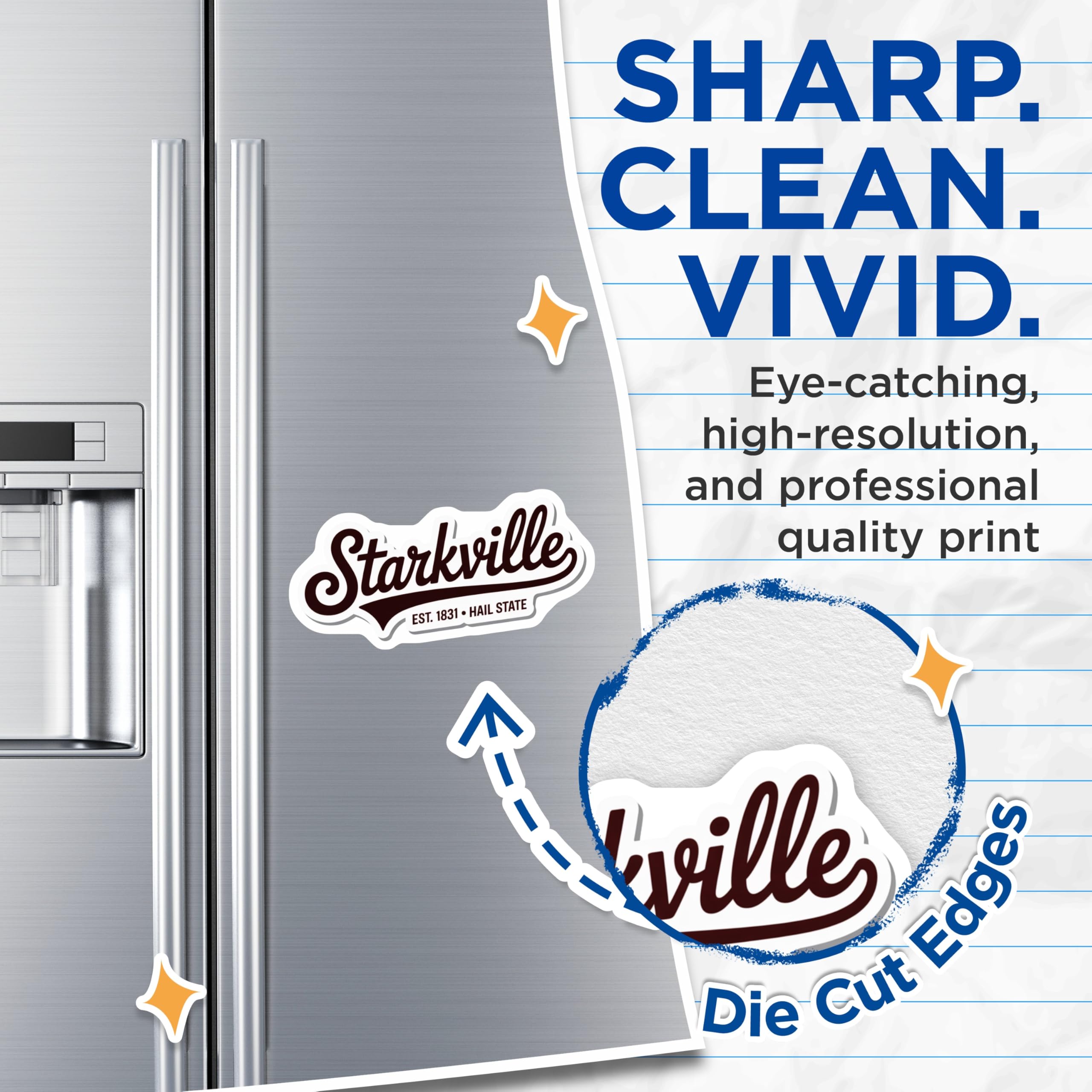 (2 Pack) Starkville Magnets - Hail State - Mississippi State University Bulldogs - 5" On Longest Side - Premium Magnet - for Cars, Refrigerators, Toolboxes, Lockers - Made in USA - MAG18121