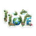 (2 Pack) Earth Love Stickers - Nature Planet Design - Environmental Message Art - 5" On Longest Side - Sticks to Smooth Flat Surfaces - Made in USA - BMCS20567