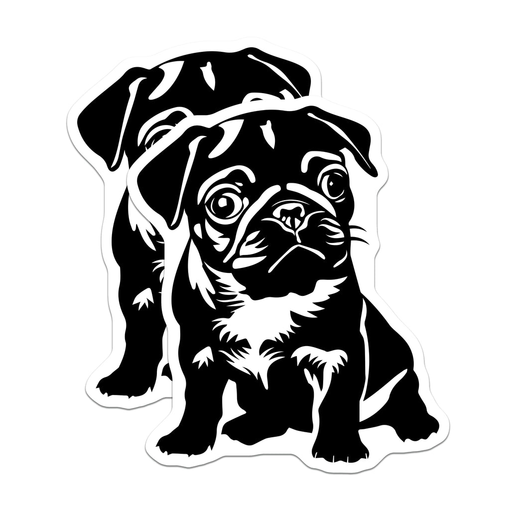 (2 Pack) Pug Puppy Magnets - Dog Lover Decor - Pet Owner - Cute Animal Art - Refrigerator Locker - 5 Inches On Longest Side - Thick Durable Magnet - Made in USA - MAG37248