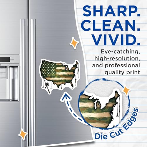 (2 Pack) USA Camo Map Magnet - Patriotic Outdoor Decor - 5" On Longest Side - Sticks to Smooth Flat Surfaces - Made in USA - MAG10167