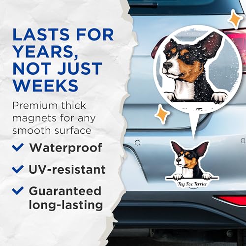 (2 Pack) Toy Fox Terrier Magnets - Dog Lover - Pet Fridge Magnets - Adorable Dog Magnets for Home Office - 5" On Longest Side - for Cars, Fridges, Toolboxes - Made in USA - MAG4224