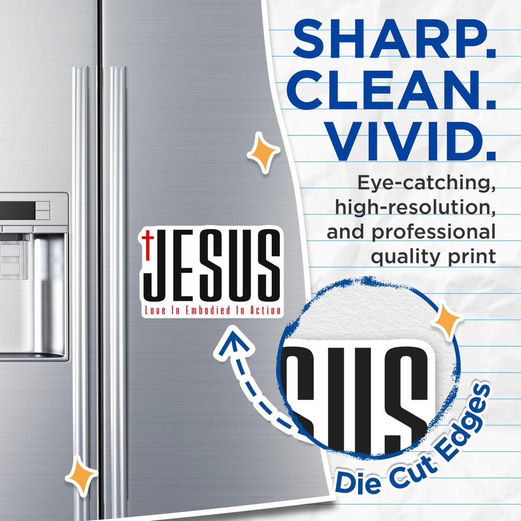 (2 Pack) Jesus Magnets - Christian Faith Devotional Decor - Spiritual Refrigerator Locker Affirmation - 5 Inches On Longest Side - Thick Durable Magnet - Made in USA - MAG29312