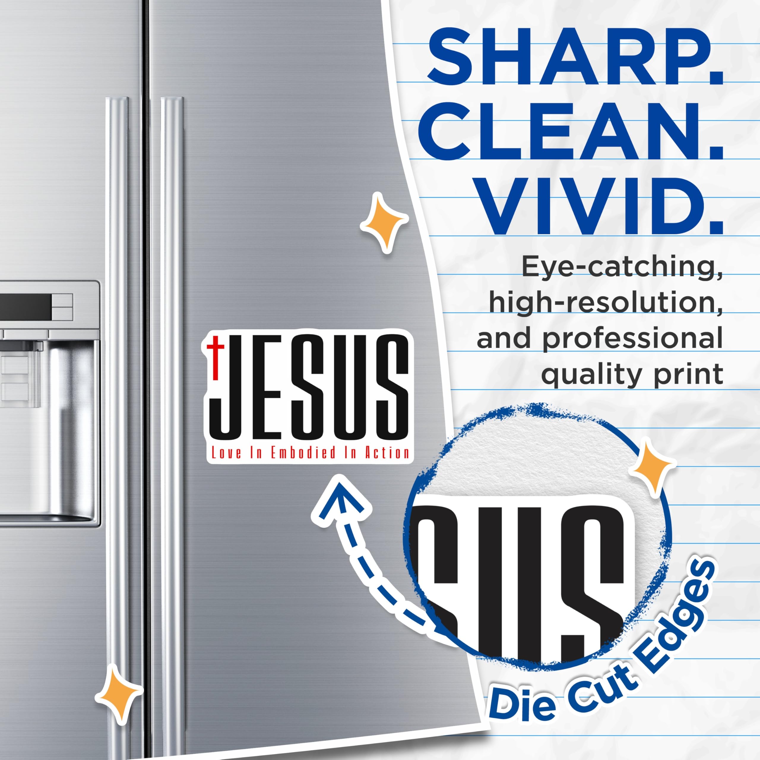 (2 Pack) Jesus Magnets - Christian Faith Devotional Decor - Spiritual Refrigerator Locker Affirmation - 5 Inches On Longest Side - Thick Durable Magnet - Made in USA - MAG29312
