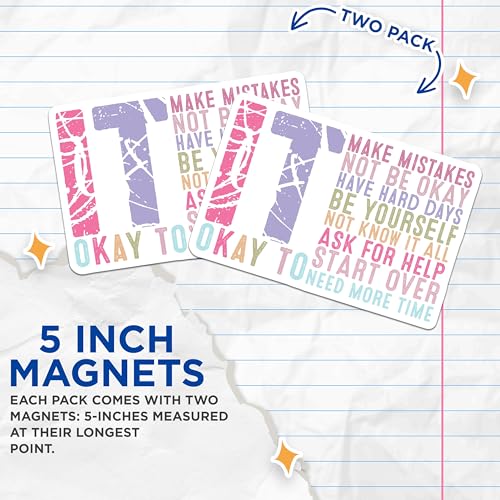 (2 Pack) Okay to Make Mistakes Magnets - Motivational Magnets - Inspirational Magnets - 5" On Longest Side - for Cars, Refrigerators, Toolboxes, Lockers - Made in USA BMCS3083