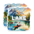 (2 Pack) Lake Life Magnets - Mountain Lake Cabin Decor - Kayak Adventure Scene - Watercolor Nature Lover - 5 Inches On Longest Side - Thick Durable Magnet - Made in USA - MAG37377
