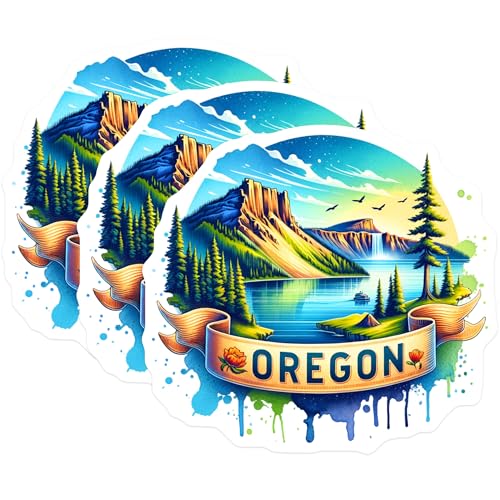 (3 Pack) Oregon Decals - State Pride - Laptop Decal - Scenic Decals- 3 Inches On Longest Side - Easy Peel & Apply - Made in USA - 3MCS5409