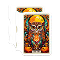 (2 Pack) Colorful Owl Magnets - Halloween Decor - Mystic Celestial Animal Art - Autumn Pumpkin Fridge Display - 5 Inches On Longest Side - Thick Durable Magnet - Made in USA - MAG22595