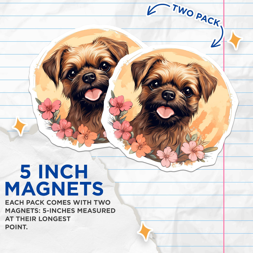 (2 Pack) Cute Dog Magnets - Pet Lover Fridge Decor - Animal Illustration Magnets for Dog Moms - 5 Inches On Longest Side - Thick Durable Magnet - Made in USA - MAG29172