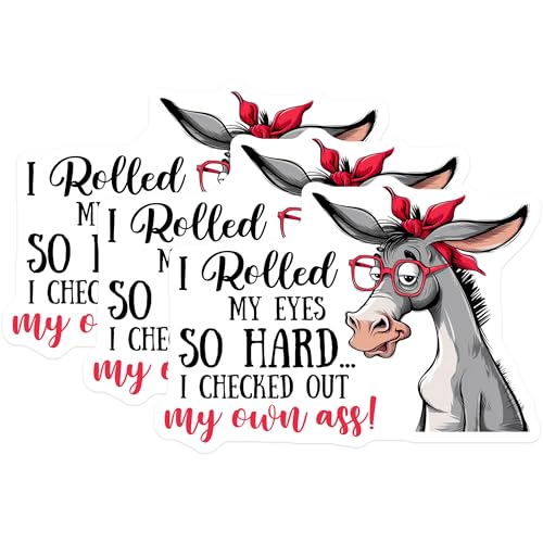 (3 Pack) Funny Donkey Decals - Sarcastic Saying - Laptop Decal - 3 Inches On Longest Side - Easy Peel & Apply - Made in USA - 3MCS2107