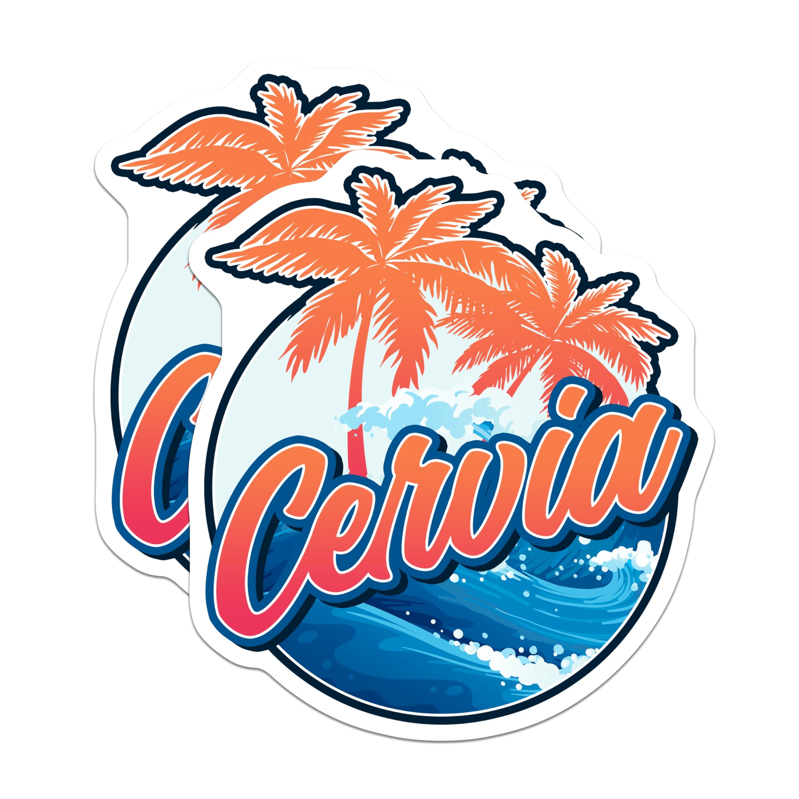(2 Pack) Cervia Italy Magnets - Palm Tree Travel Decor - City Souvenir Gift - 5" On Longest Side - Premium Magnet - for Cars, Refrigerators, Toolboxes, Lockers - Made in USA - MAG17713