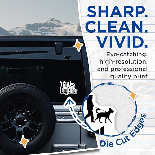 (2 Pack) The Dogfather Stickers - Dog Lover - Funny Pet Owner - 5" On Longest Side - Sticks to Smooth Flat Surfaces - Made in USA - BMCS5836