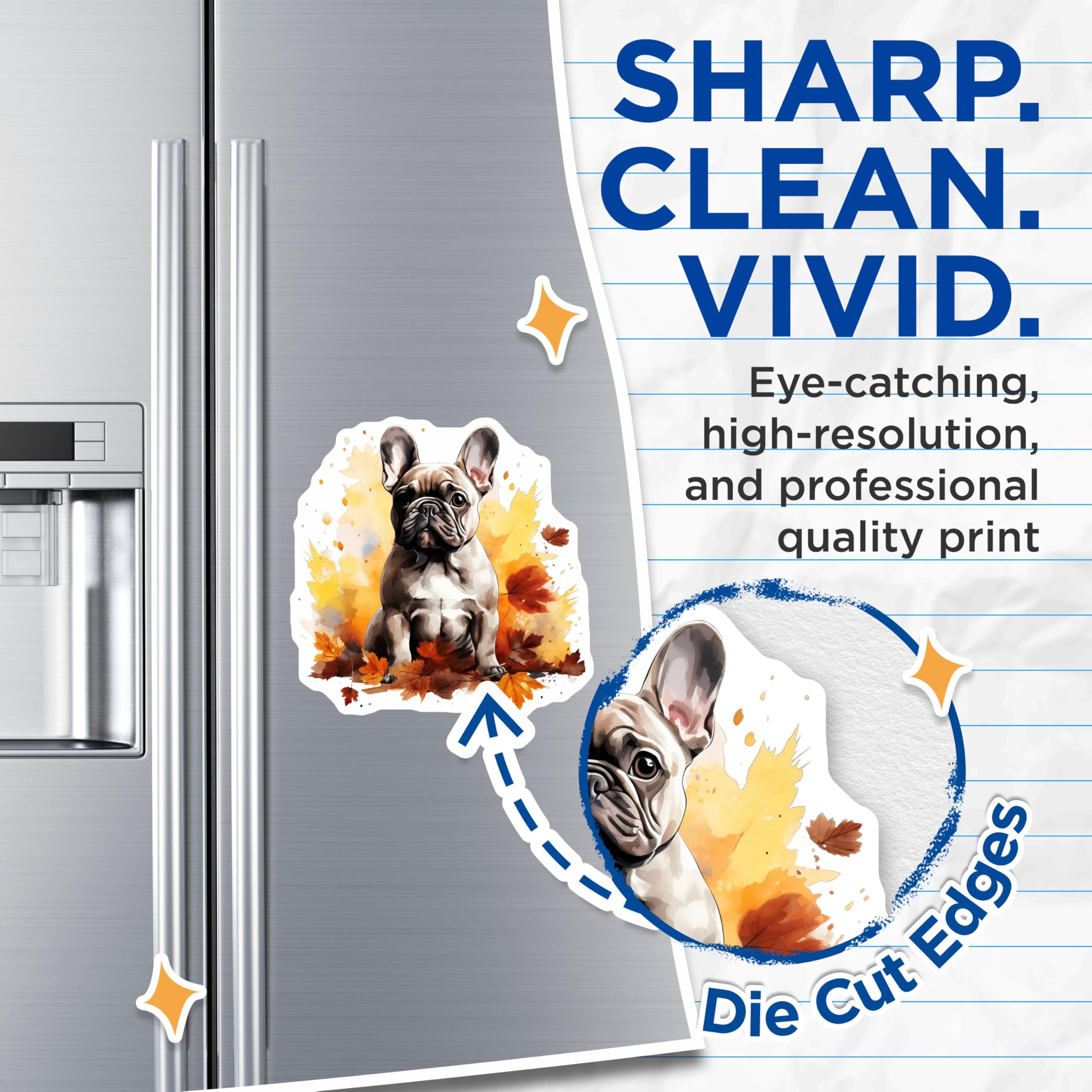 (2 Pack) French Bulldog Magnets - Autumn Fall Decor - Dog Owner Present - 5 Inches On Longest Side - Thick Durable Magnet - Made in USA - MAG27564