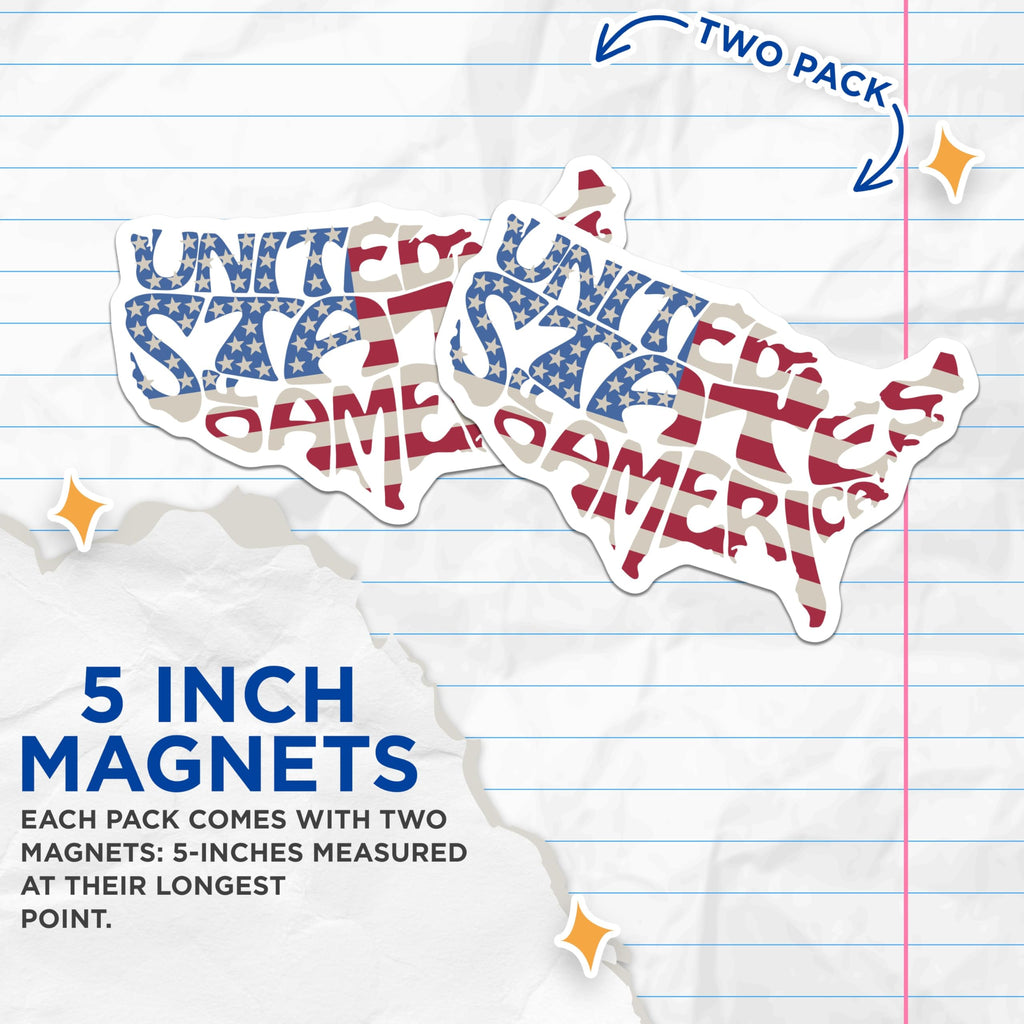 (2 Pack) USA Flag Magnets - Patriotic Fridge Magnets - American Pride Decor - 5" On Longest Side - Premium Magnet - for Cars, Refrigerators, Toolboxes, Lockers - Made in USA - MAG18133