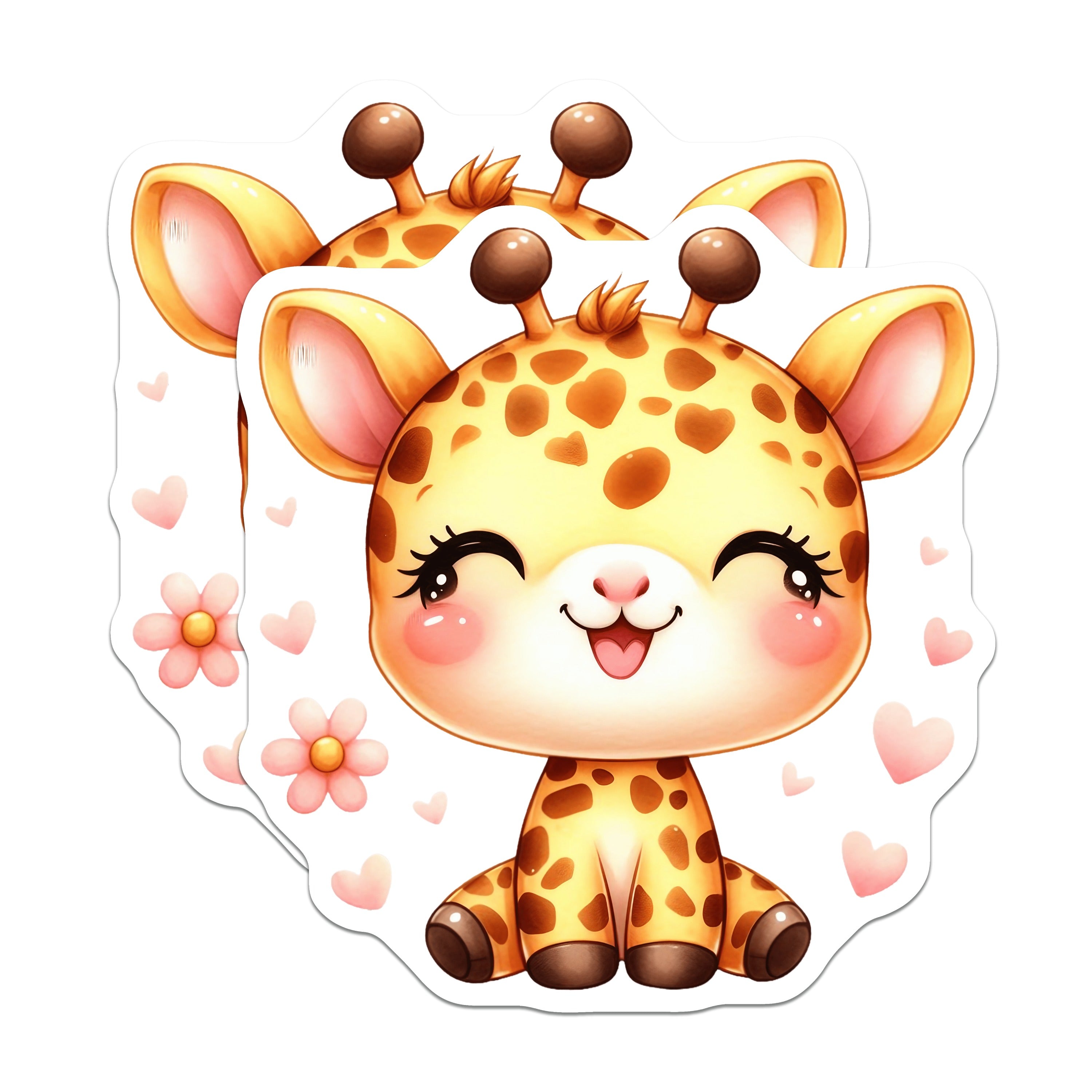 (2 Pack) Cute Baby Giraffe Magnets - Adorable Nursery Animal Decor - Kawaii Fridge Locker Accessory - 5 Inches On Longest Side - Thick Durable Magnet - Made in USA - MAG38372