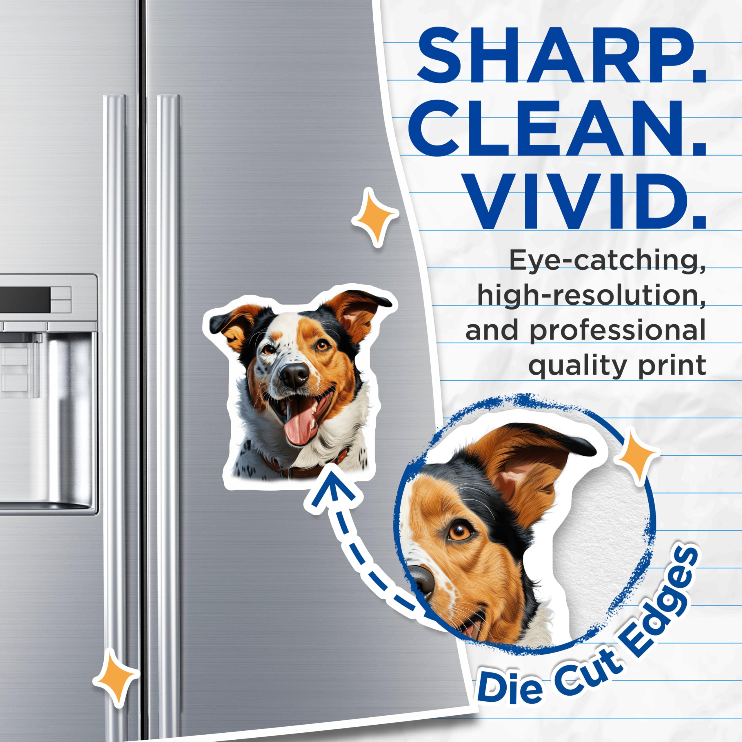 (2 Pack) Happy Dog Magnets - Smiling Puppy Decor - Dog Lover Fridge Accessory - 5 Inches On Longest Side - Thick Durable Magnet - Made in USA - MAG30555
