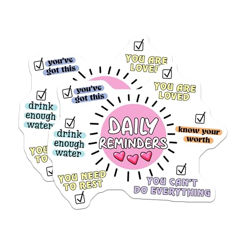 (2 Pack) Daily Reminders Stickers - Motivational - Inspirational - Positive Quotes - 5" On Longest Side - Sticks to Smooth Flat Surfaces - Made in USA - BMCS8318