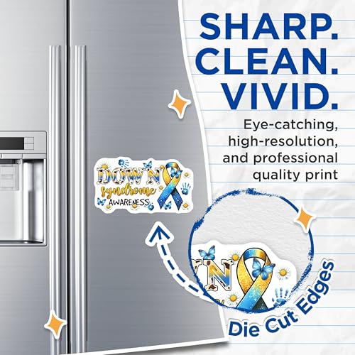 (2 Pack) Down Syndrome Awareness Magnets - 5" On Longest Side - for Cars, Fridges, Toolboxes - Made in USA - MAG8211
