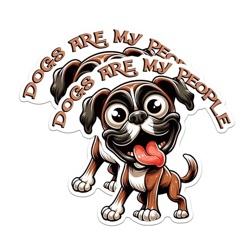 (2 Packs) Dogs are My People Boxer Stickers - Funny Exciting Boxer Dog Breed Decals - 5 Inches On Longest Side - Premium Vinyl Decal - Sticks to Any Smooth Flat Surface - Made in USA - BMCS2402