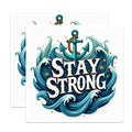 (2 Pack) Stay Strong Anchor Magnets - Nautical Ocean Decor - Motivational Fridge Magnet - 5 Inches On Longest Side - Thick Durable Magnet - Made in USA - MAG36693