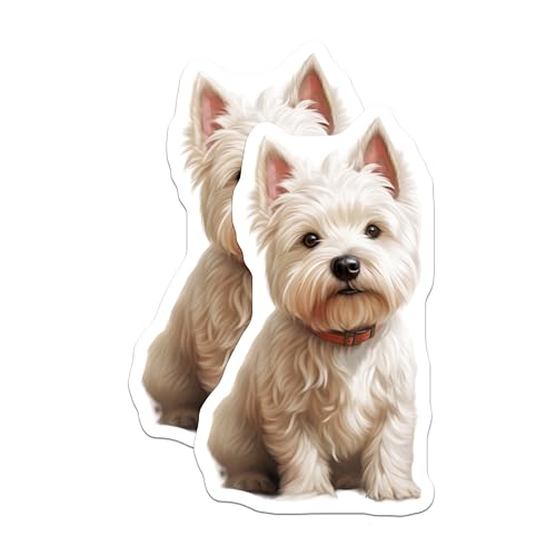 (2 Pack) Westie Dog Magnets - Adorable West Highland Terrier Fridge Accessory - Pet Owner Cute Animal Decor - 5 Inches On Longest Side - Thick Durable Magnet - Made in USA - MAG29766