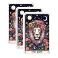 (3 Pack) Lion Tarot Decals - Floral Crown Animals - Celestial Laptop Decals - 3 Inches On Longest Side - Easy Peel & Apply - Made in USA - 3MCS4214