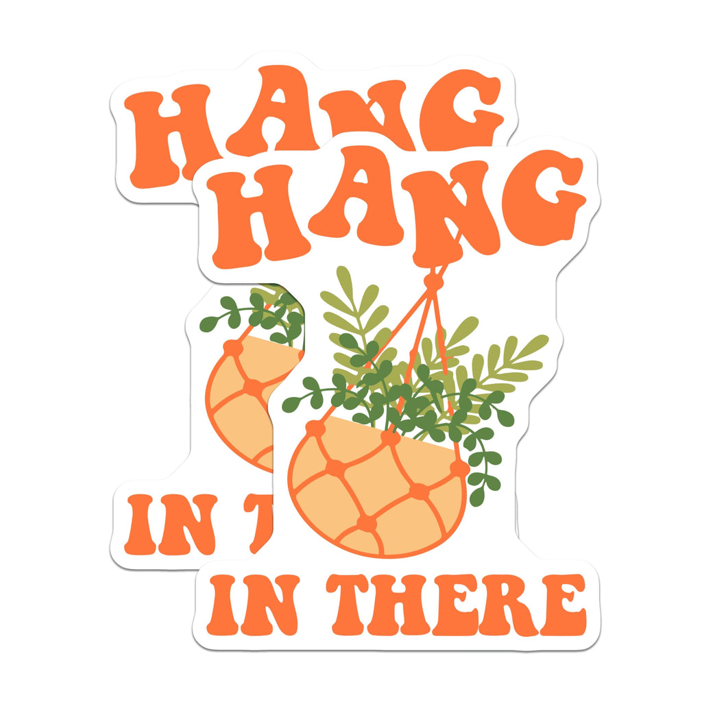 (2 Pack) Hang in There Magnets - Retro Plant Vibes - Encouragement Magnets - 5" On Longest Side - Premium Magnet - for Cars, Refrigerators, Toolboxes, Lockers - Made in USA - MAG17744