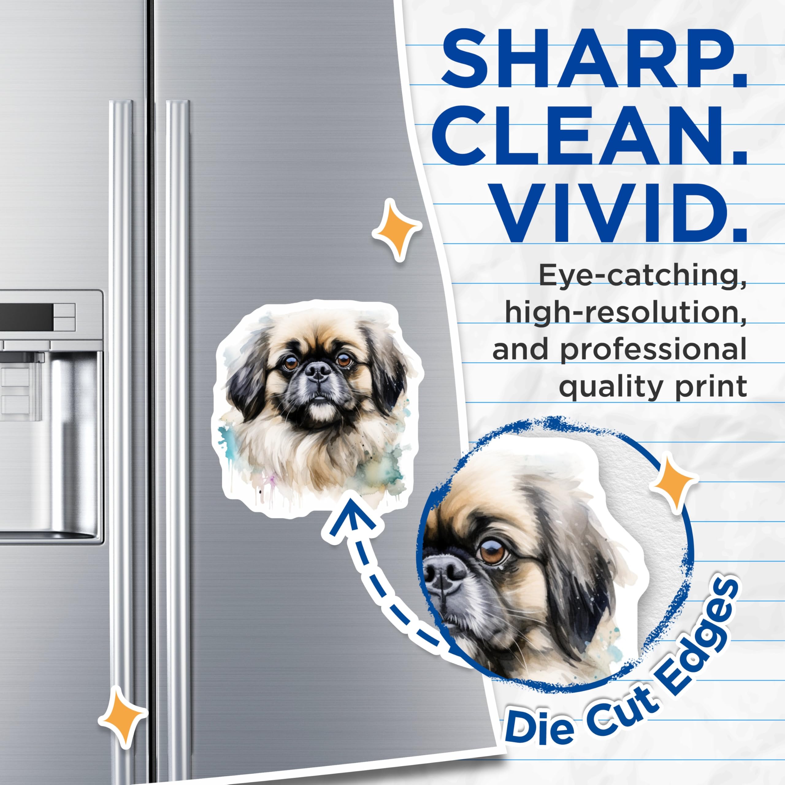 (2 Pack) Pekingese Dog Magnets - Watercolor Pet Art - Dog Lover Decor - Puppy Fridge Magnet - Animal Home Accent - 5 Inches On Longest Side - Thick Durable Magnet - Made in USA - MAG23880