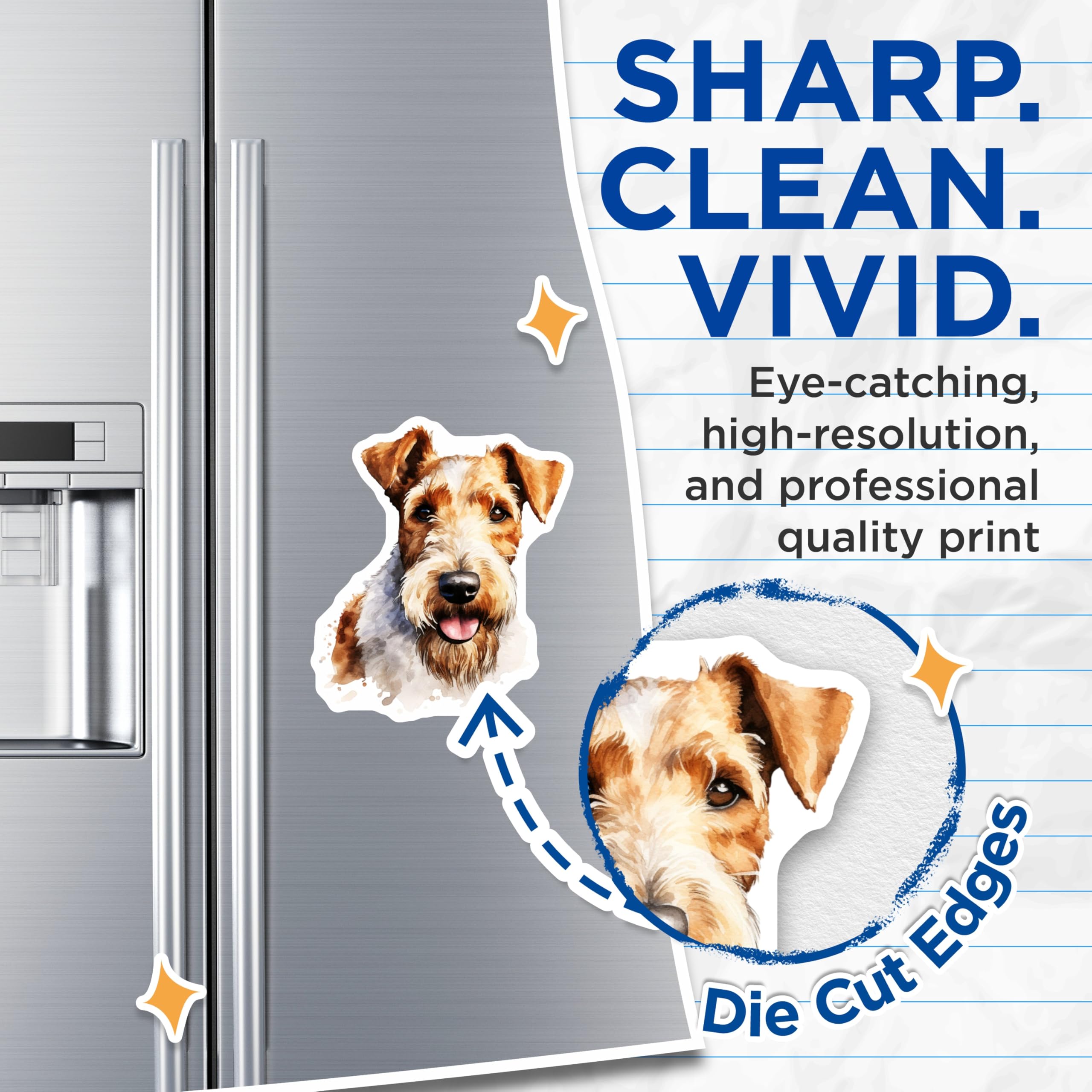 (2 Pack) Wire Fox Terrier Magnets - Watercolor Dog Art - Pet Lover Refrigerator Magnets - 5 Inches On Longest Side - Thick Durable Magnet - Made in USA - MAG29291